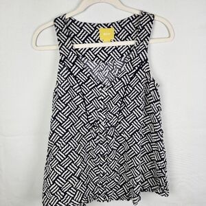 Maeve Anthropologie‎ Womens Black & White Cotton Button up Ardmore Tank Size 2